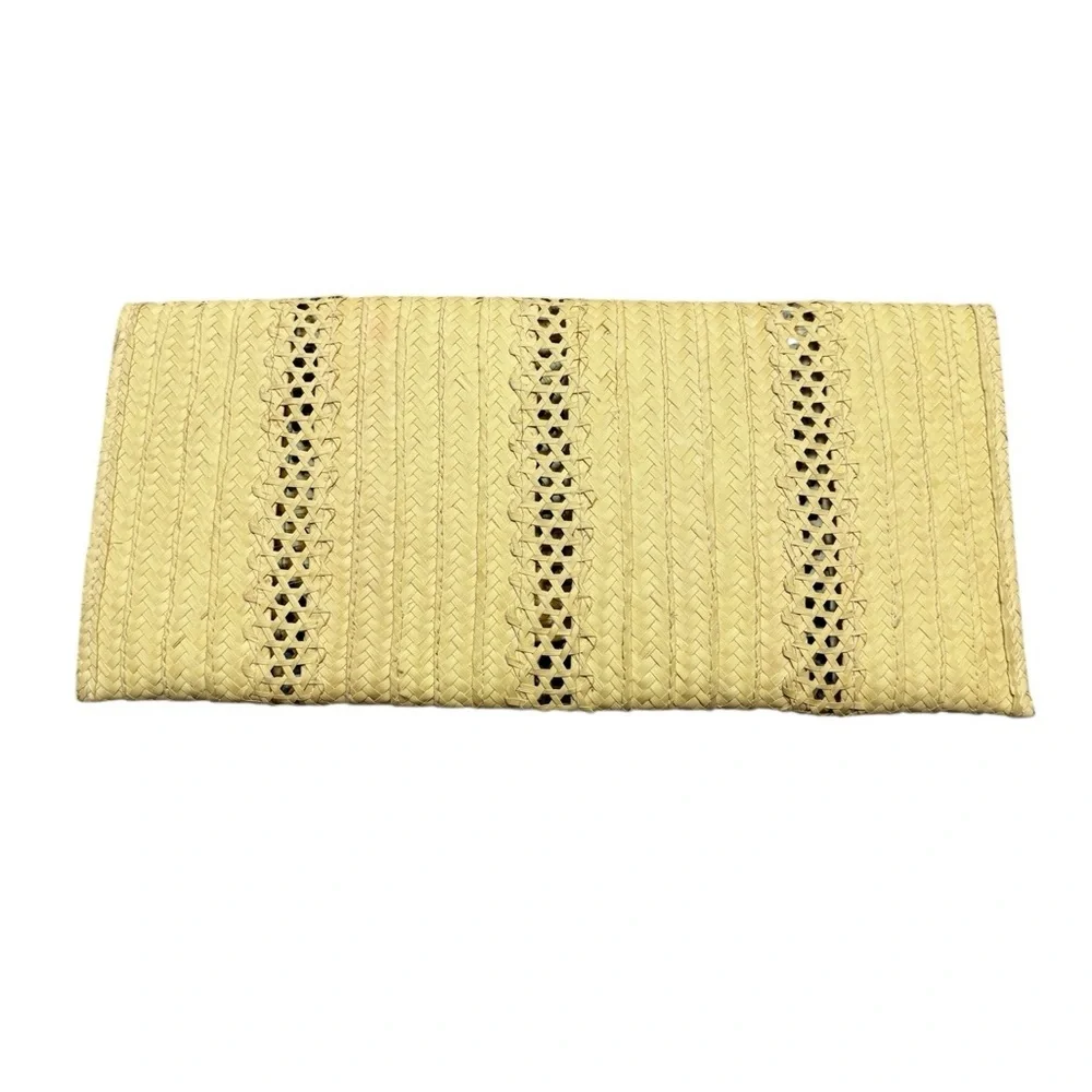 🌾 Vintage Woven Straw Envelope Clutch Purse Cream Neutral Boho‎ Summer Bag 🌾
